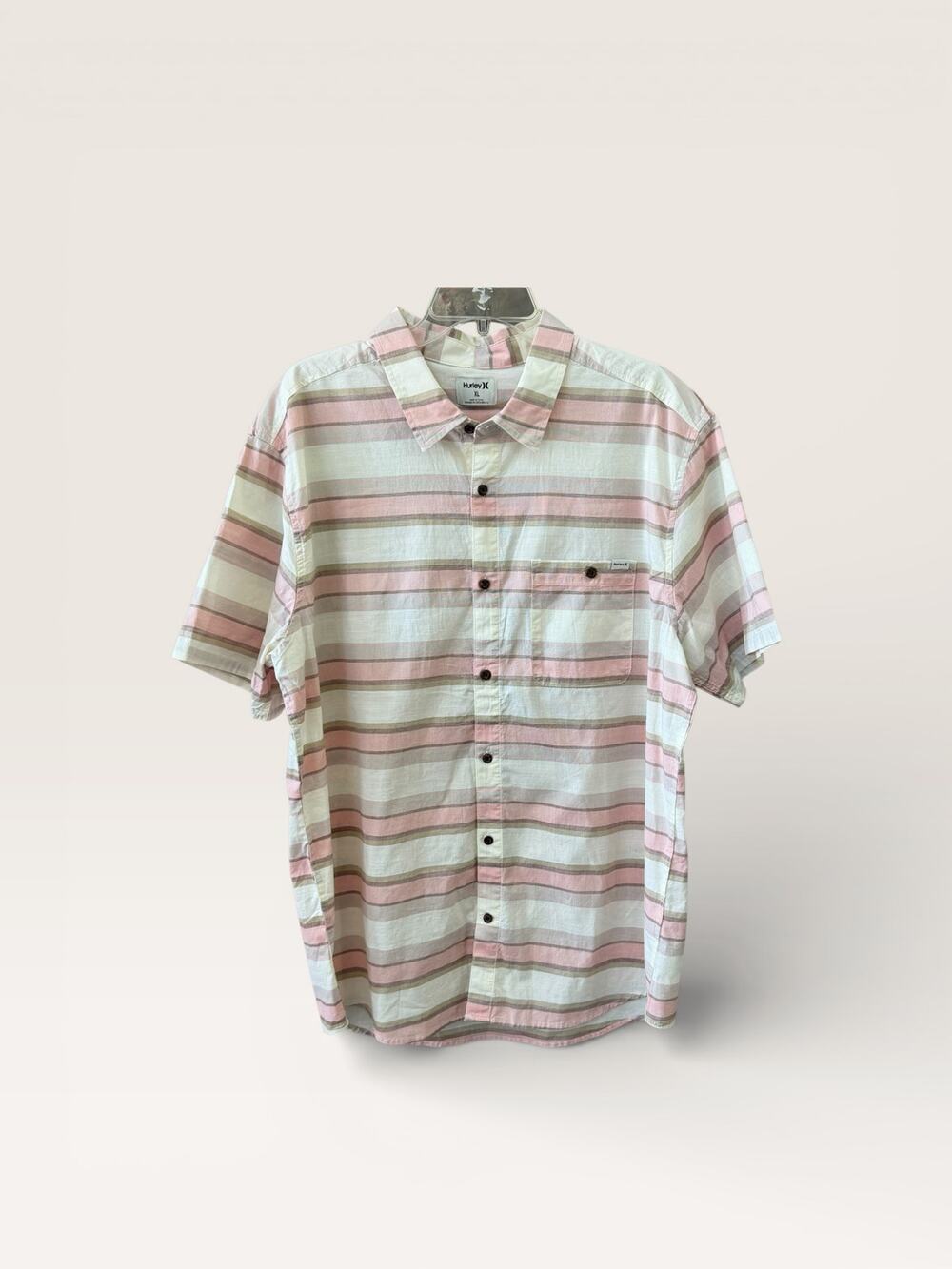 Hurley One and Only Lido Stripe Short Sleeve Shirt OAO NEW $60 Stretch Small